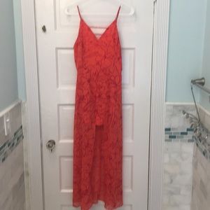 Guess Red Floral Spaghetti Strap Dress